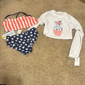 Girls Patriotic Swimsuit Set